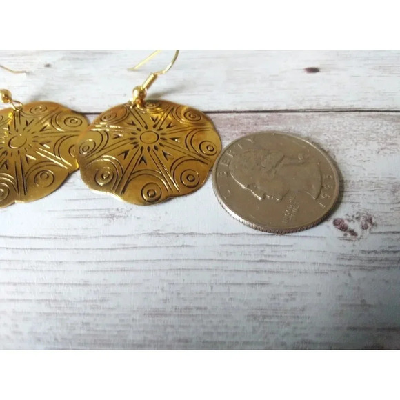 Brass Ornamental Dangle Earrings with Gift Box - Picture 3 of 4